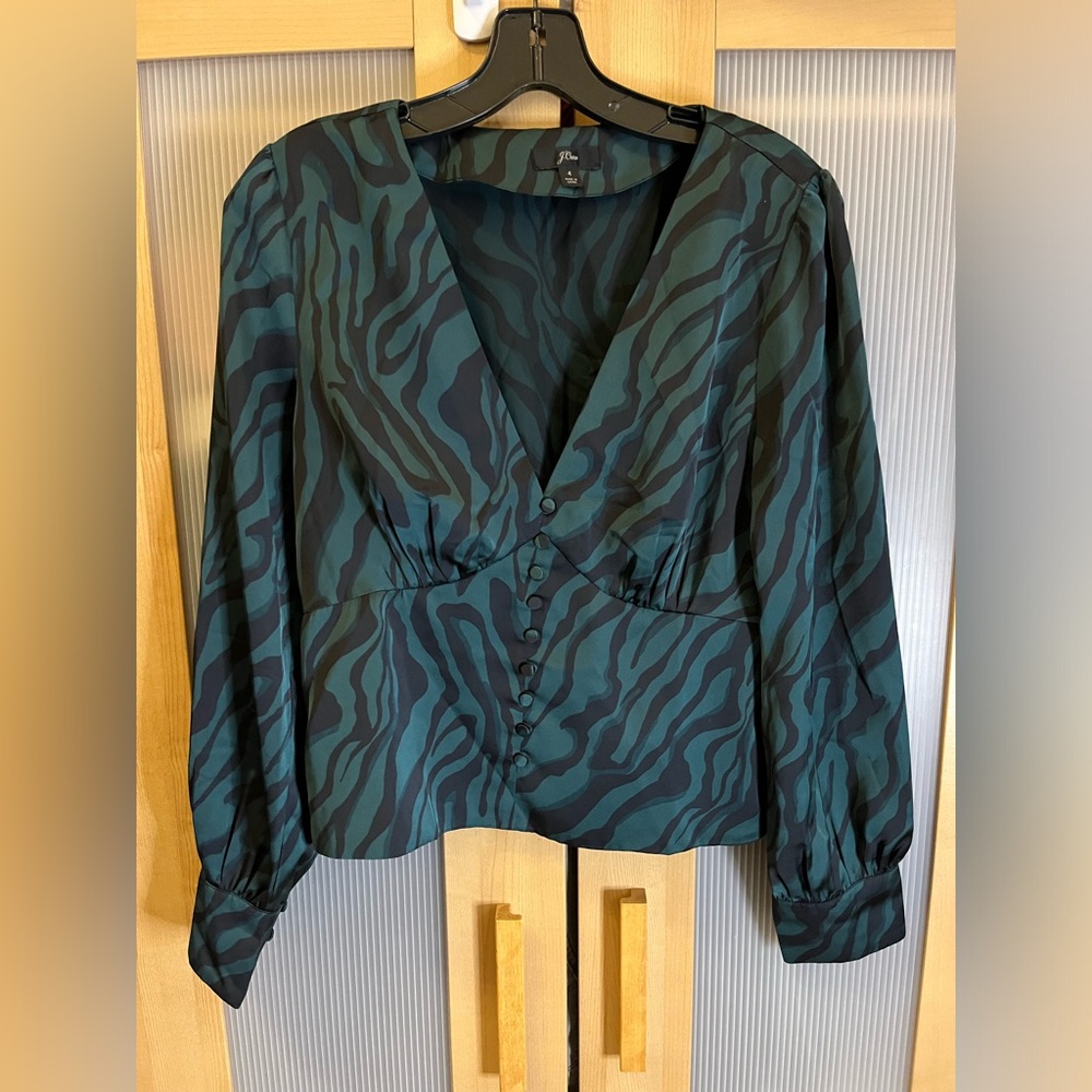 J crew retro print blouse Size 4